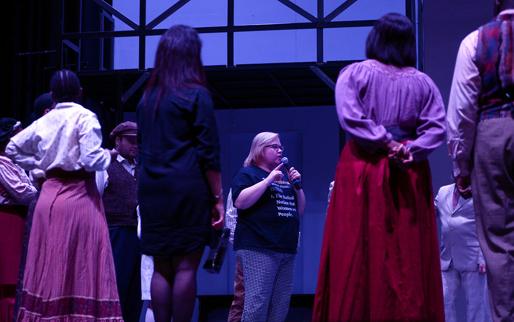 Joy Powell addresses the cast of Ragtime before their first full dress rehearsal